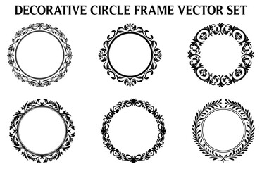 Vintage Decorative Ornamental Circle frame vector Set, Round vector ornamental Frame, and filigree floral ornaments