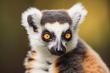 Obraz premium Portrait of lemur catta. Wildlife photography. Lemur catta caught in the wild, beautiful diverse wildlife.