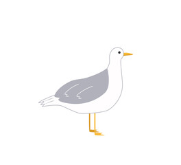 Cute cartoon seagull. Vector illustration sea bird. Funny character isolated on a white background.