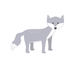 Cute cartoon arctic fox. Vector illustration arctic animal. Funny character isolated on a white background.