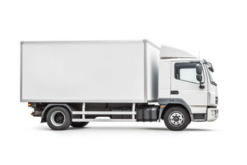 White truck on white background. Plain white truck on white background mockup for advertisements.