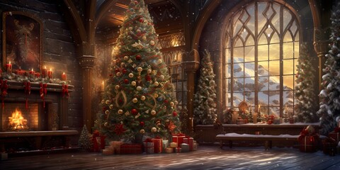 Merry Christmas and Happy New Year Background.