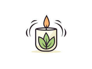Doodle Candle with eco-friendly symbol, cartoon sticker, sketch, vector, Illustration, minimalistic
