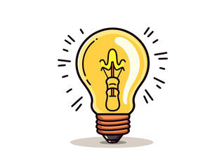 Doodle Solar-powered light bulb, cartoon sticker, sketch, vector, Illustration, minimalistic