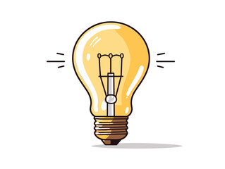 Doodle Classic light bulb, cartoon sticker, sketch, vector, Illustration, minimalistic