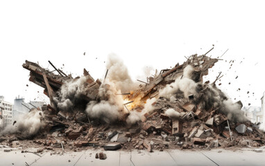 Destruction of Building Destroy Material Isolated on Transparent Background PNG. - obrazy, fototapety, plakaty