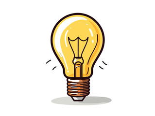 Doodle Classic light bulb, cartoon sticker, sketch, vector, Illustration, minimalistic