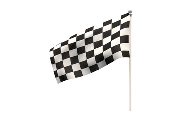 Stunning White and Black Checkered Finish Flag Isolated on Transparent Background PNG.