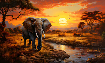 Serene Splendor, African Wildlife Embracing Nature's Radiance