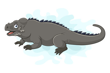 Cartoon Rhinoceros iguana isolated on white background
