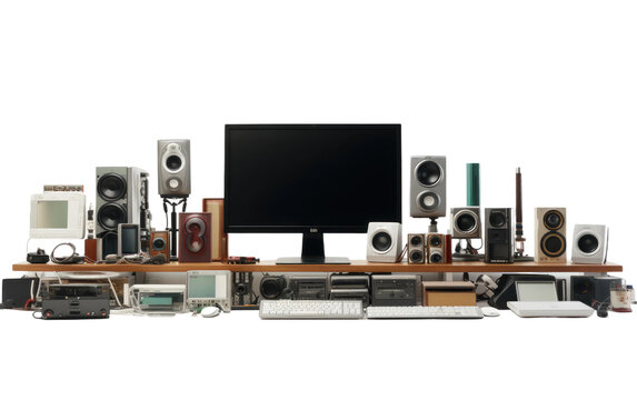 Stunning Image of Collection of Different Computer Instruments Isolated on Transparent Background PNG.