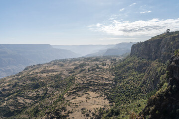 Fototapeta na wymiar View over landscape of Simien Mountains National park, Ethiopia