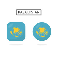 Flag of Kazakhstan 2 Shapes icon 3D cartoon style.
