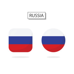 Fototapeta premium Flag of Russia 2 Shapes icon 3D cartoon style.