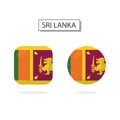 Flag of Sri Lanka 2 Shapes icon 3D cartoon style.