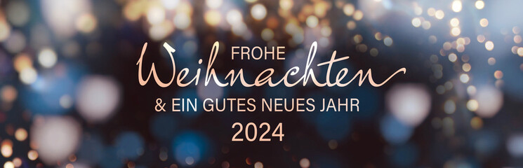 Frohe Weihnachten und ein gutes neues Jahr 2024 - Weihnachtsgrüße - Christmas greeting card with german text - obrazy, fototapety, plakaty