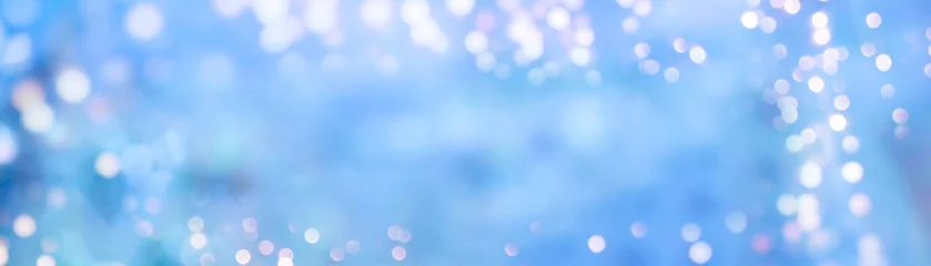 Foto auf Acrylglas Festive abstract Christmas bokeh light background - blue bokeh lights - Winter, New Year, banner, header, panorama © S.H.exclusiv