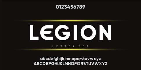 LEGION minimal creative Tech Letter Concept and Luxury vector typeface Logo Design. - obrazy, fototapety, plakaty