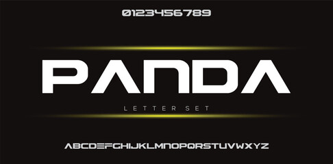 PANDA minimal creative Tech Letter Concept and Luxury vector typeface Logo Design.