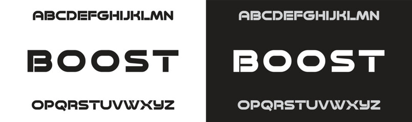 BOOST minimal creative Tech Letter Concept and Luxury vector typeface Logo Design.