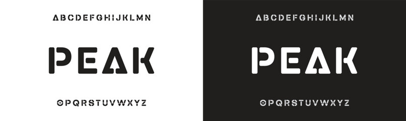 PEAK minimal creative Tech Letter Concept and Luxury vector typeface Logo Design.