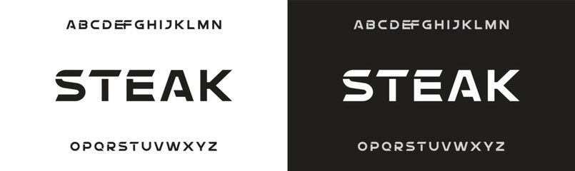 STEAK minimal creative Tech Letter Concept and Luxury vector typeface Logo Design.