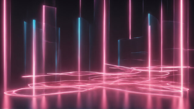 A mesmerizing 3D visualization of energy light lines flowing in a minimalist environment. © necrobs