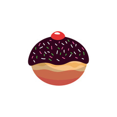 Yummy donut for Hanukkah on white background