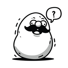 confused egg character with mustache
