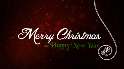 Red Sparkling Merry Christmas Happy New Year features glitter swirling around in a red atmosphere with a Merry Christmas Happy New Year text, Not A.I. generated.