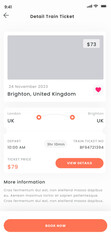 Train Ticket, Railway Travel Booking and Search Trips Mobile App UI Kit Template