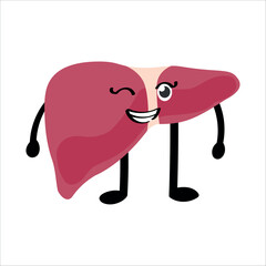 Funny human liver on white background