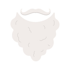 Santa Claus beard and mustache on white background