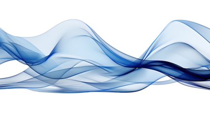 artistic abstract blue swirl  waves isolated on transparent background