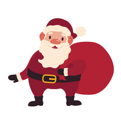 Funny Santa Claus with bag on white background
