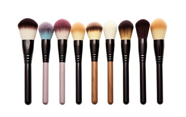 Collection Of Makeup Brushes Isolated on Transparent Background PNG.