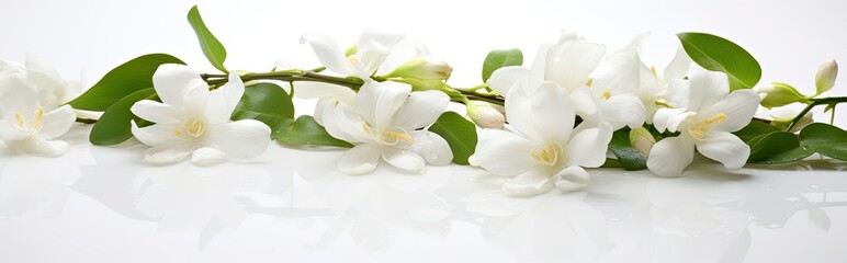 Obraz na płótnie Canvas Jasmine flowers on white surface.