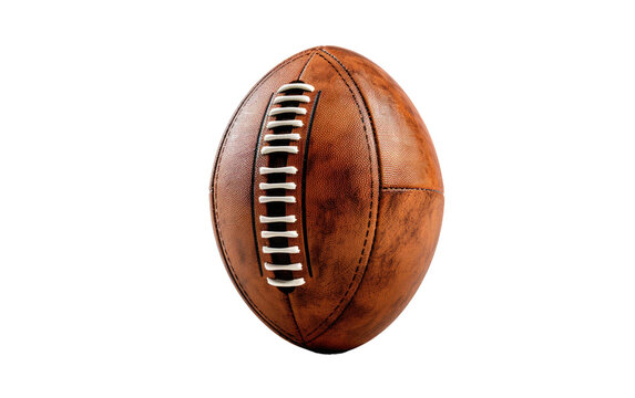 Brown Rugby Ball Isolated on Transparent Background PNG.