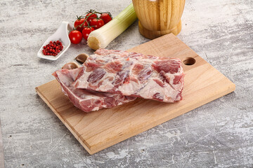 Raw pork ribs for barbecue