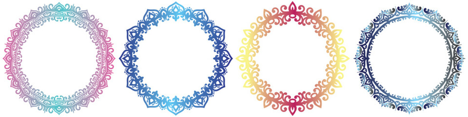 ornamental art circle elements set.