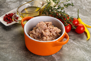 Canned tuna fillet for salad
