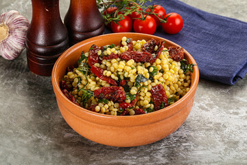Vegetarian Pasta ptitim with vegetables