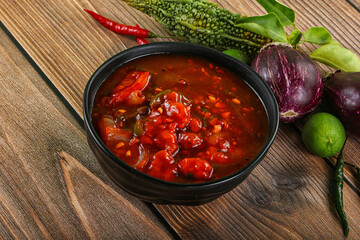 Asian cuisine - prawn in hot garlic sauce