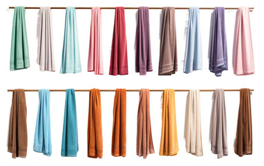 Collection of Different Colors Beach Towles Isolated on Transparent Background PNG.