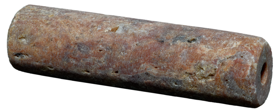 Precolumbian holed Tairona stone bead on transparent background