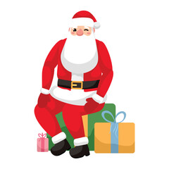 Santa Claus with gifts on white background