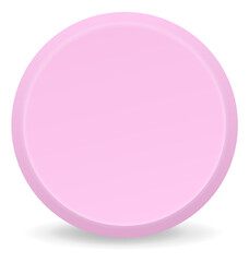 Realistic tablet. Pink round drug dose. Healthcare symbol