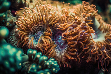 Fototapeta na wymiar Coral reef in aquarium - Generative AI