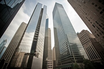 Fototapeta na wymiar Contemporary business towers by Wall Street. Generative AI