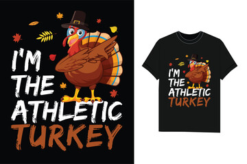 Athletic turkey Thanksgiving t-shirt design